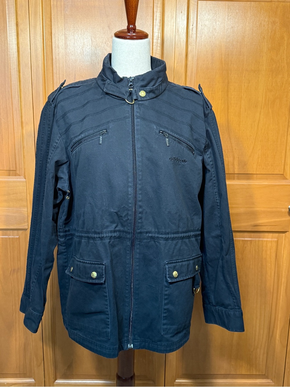 Vintage Adidas Washed Black Military Utility Field Jacket